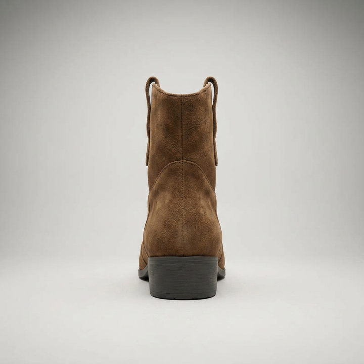 Stiefelette Braun Wildleder-Optik Rückansicht