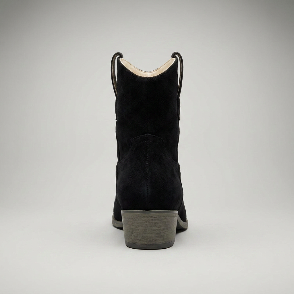Stiefelette Schwarz Wildleder-Optik Rückansicht