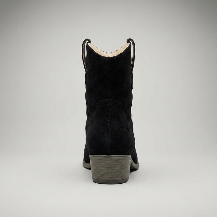 Stiefelette Schwarz Wildleder-Optik Rückansicht