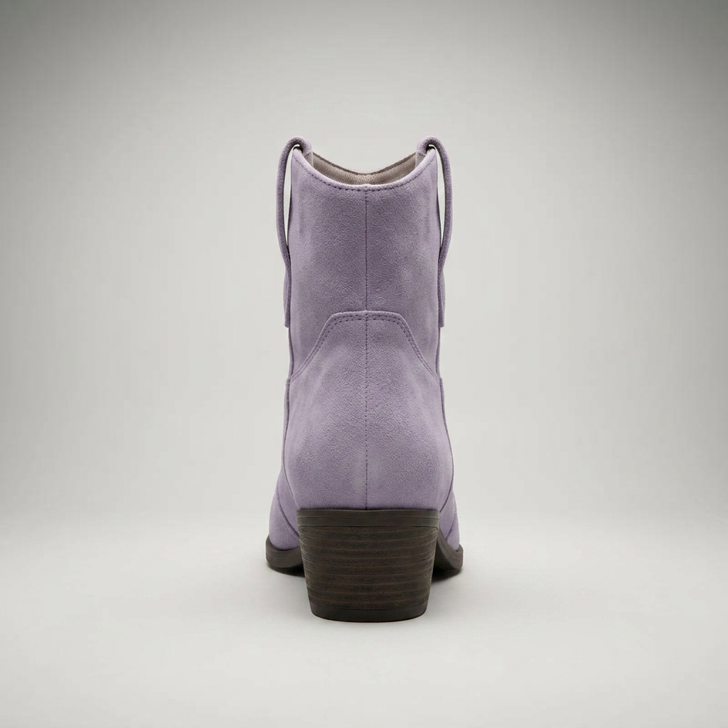 Stiefelette Flieder Wildleder-Optik Rückansicht