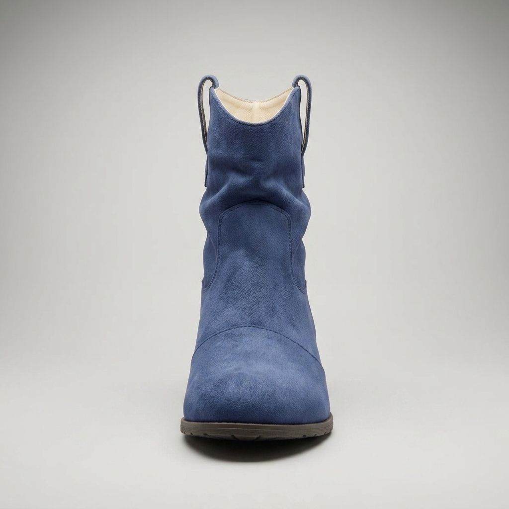 Stiefelette Hellblau Wildleder-Optik Vorderansicht mittig