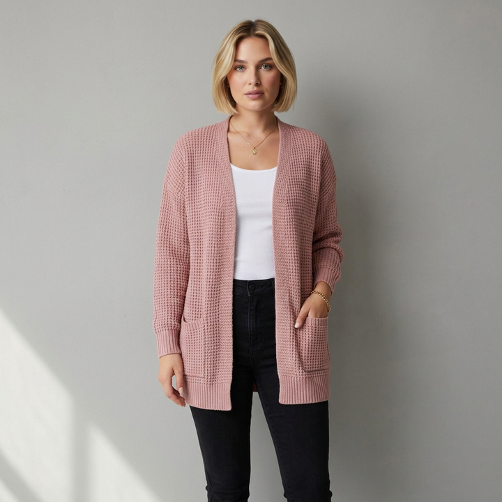 Damen Cardigan in Rosa (Altrosa), Frontalansicht