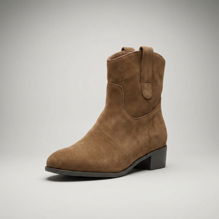 Stiefelette Braun Wildleder-Optik Frontansicht