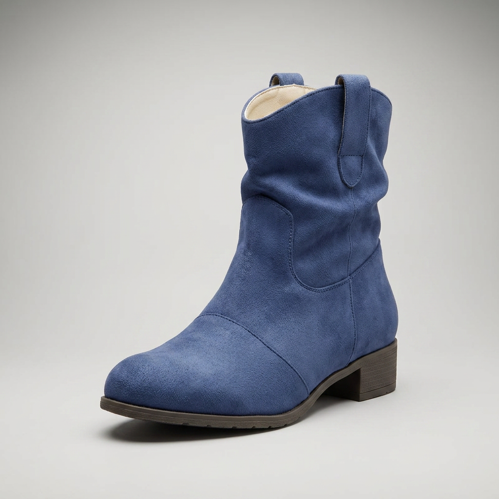 Stiefelette Hellblau Wildleder-Optik Frontansicht