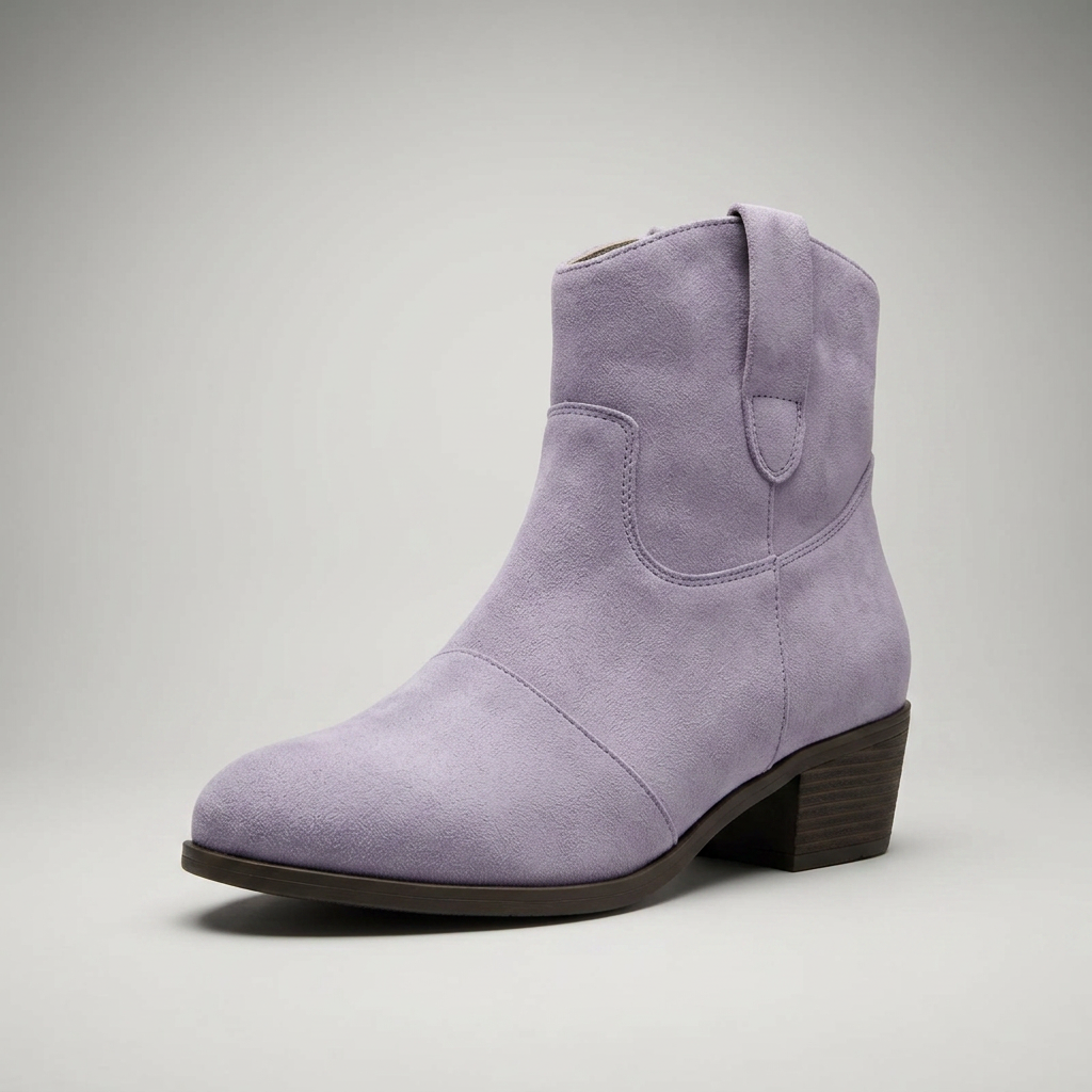 Stiefelette Flieder Wildleder-Optik Frontansicht