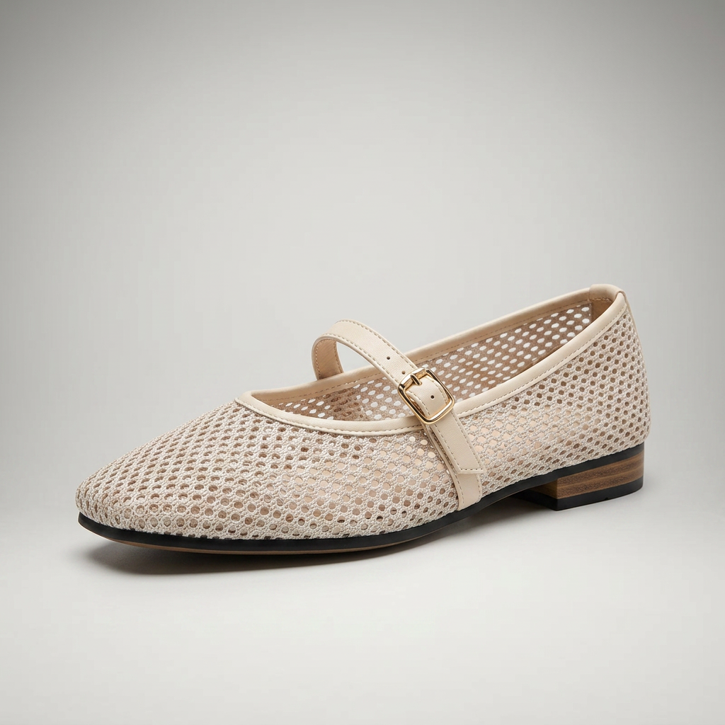 Apricot — Mary Jane Flat mit Holzabsatz-Optik, 3/4-Ansicht