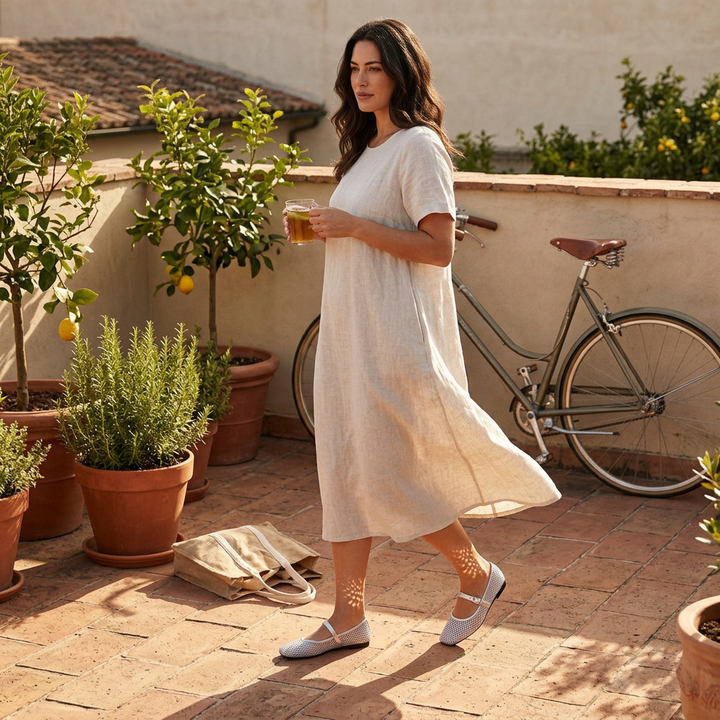 Silber — Mary Jane Flat im mediterranen Terrassen-Look