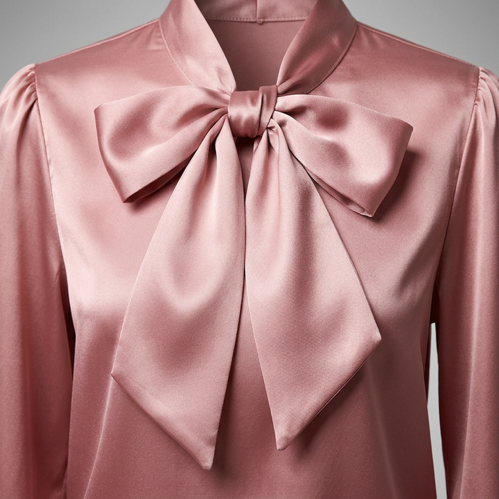 Nahaufnahme Schleife am Kragen, Rosa Satin-Optik