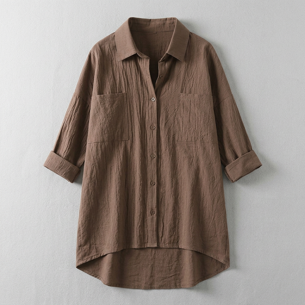 Khakifarbene Hemdbluse, Vorderansicht