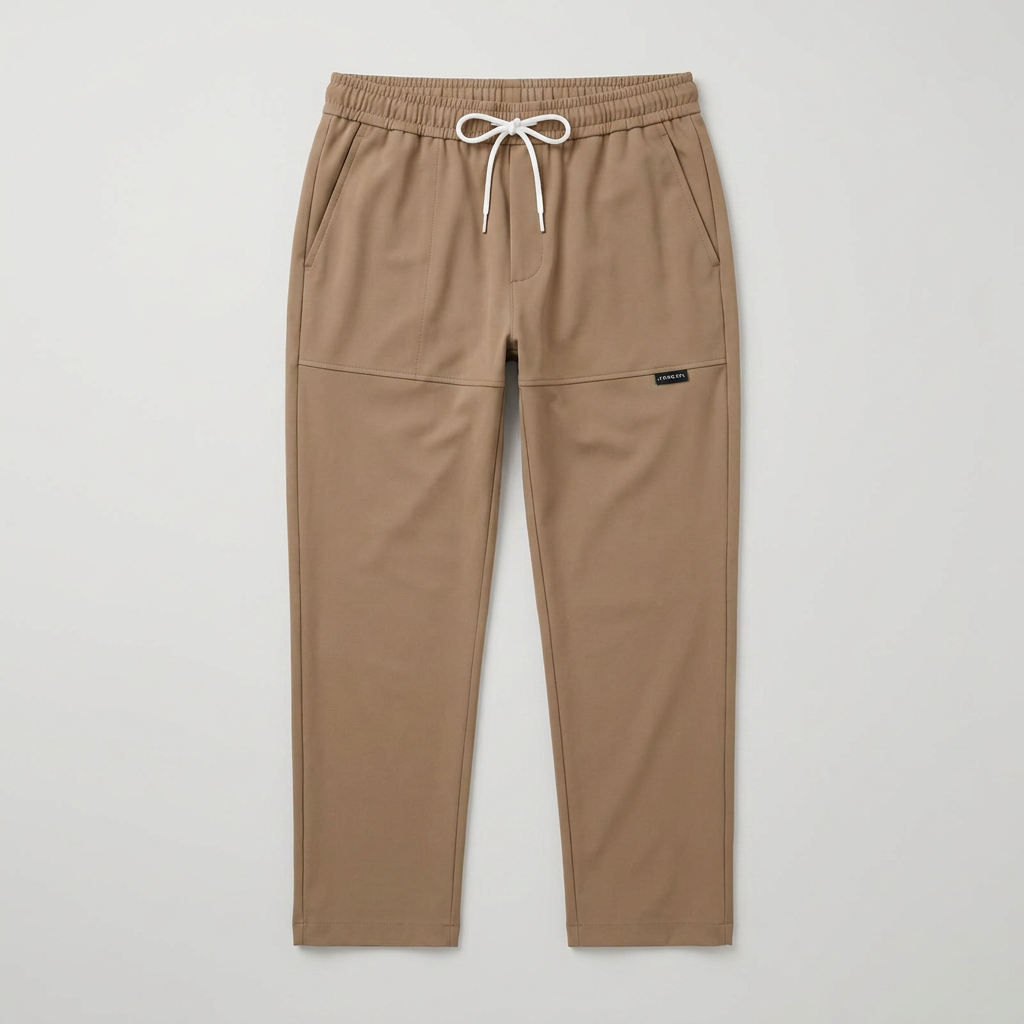 Freizeithose Herren braun, Flatlay Frontalansicht ohne Model