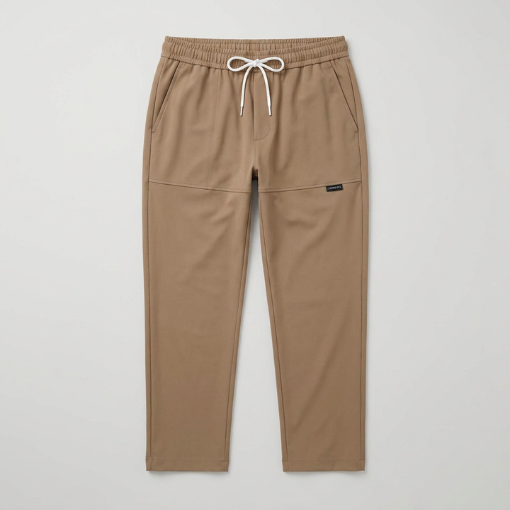 Freizeithose Herren braun, Flatlay Frontalansicht ohne Model