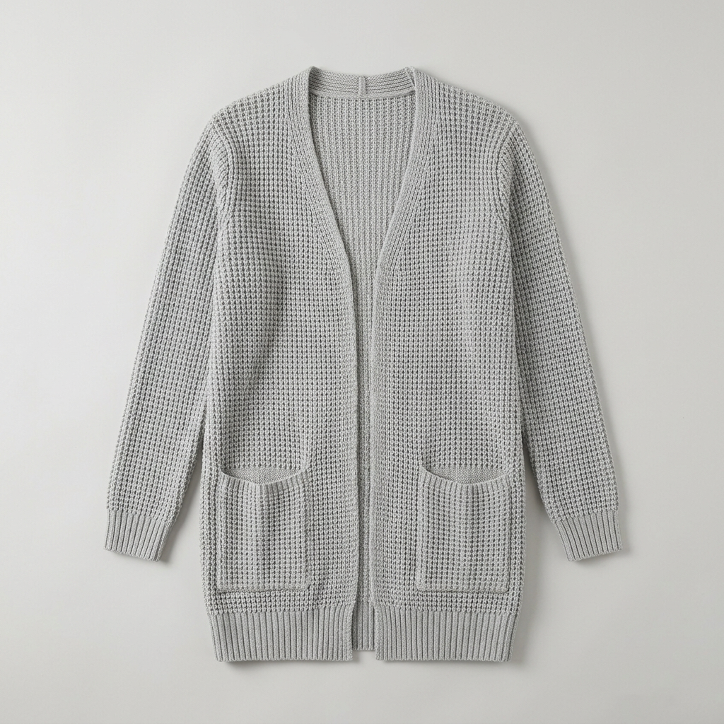 Damen Cardigan in Grau, Flatlay ohne Model