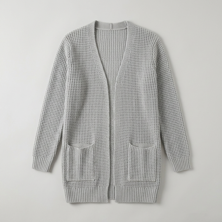 Damen Cardigan in Grau, Flatlay ohne Model