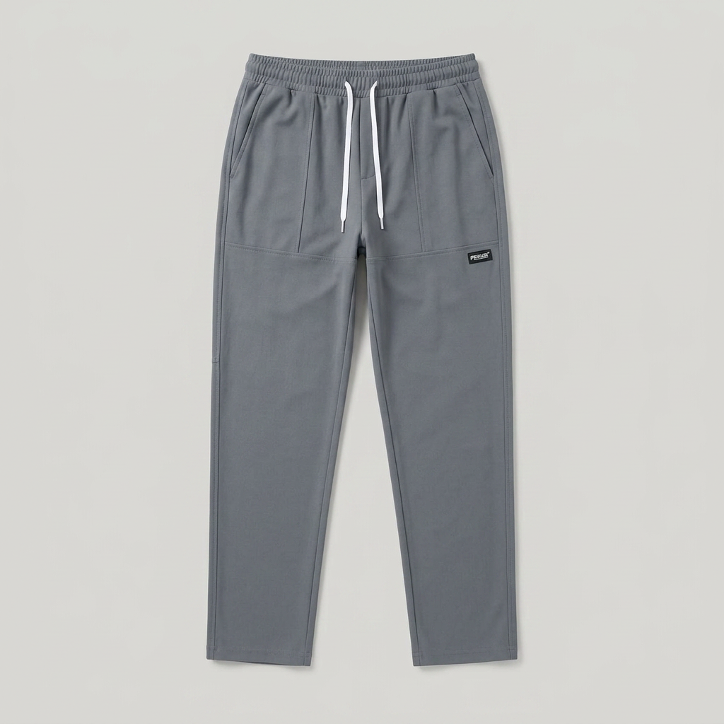 Freizeithose Herren dunkelgrau, Flatlay Frontalansicht ohne Model