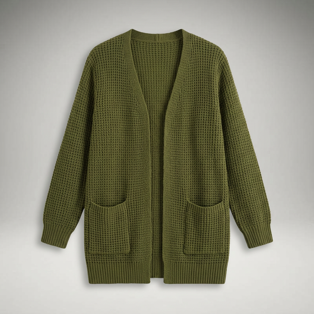 Damen Cardigan in Grün, Flatlay ohne Model