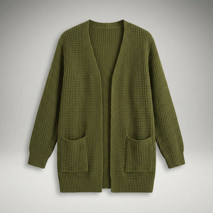 Damen Cardigan in Grün, Flatlay ohne Model