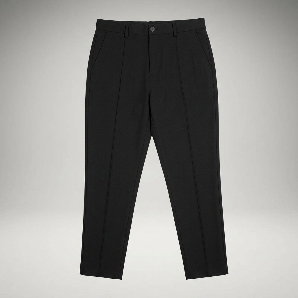 Schwarze Chinohose freigestellt, Frontansicht ohne Model