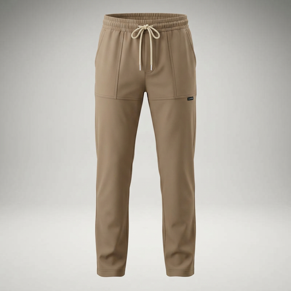 Freizeithose Herren braun, Ghost-Mannequin-Ansicht freigestellt
