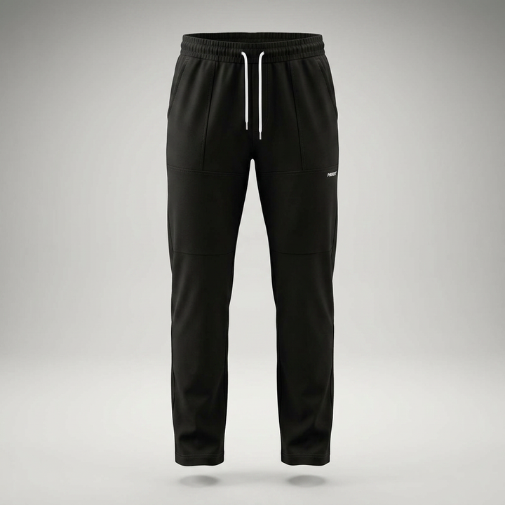 Freizeithose Herren schwarz, Ghost-Mannequin-Ansicht freigestellt