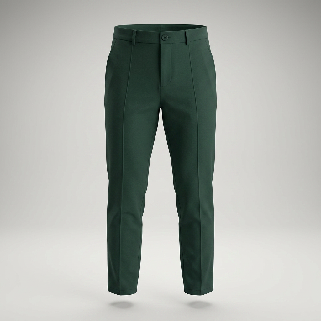 Dunkelgrüne Chinohose als Ghost-Mannequin-Ansicht ohne Model