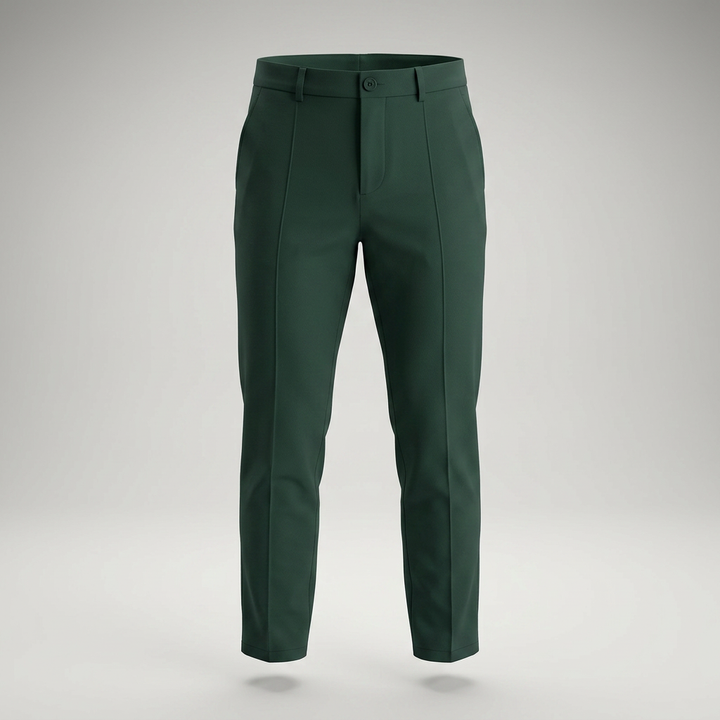 Dunkelgrüne Chinohose als Ghost-Mannequin-Ansicht ohne Model