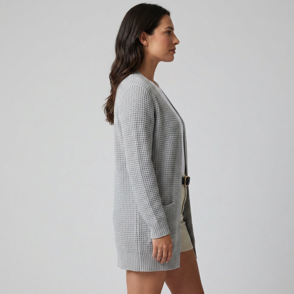 Damen Cardigan in Grau, Seitenansicht