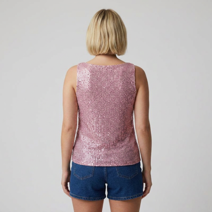 Pailletten-Top rosa, Rückenansicht