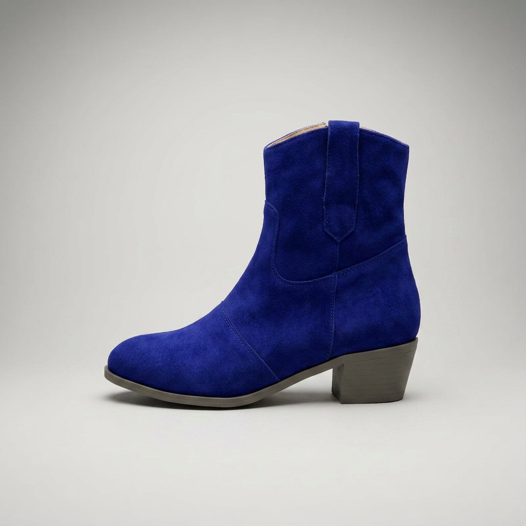 Stiefelette Kobaltblau Wildleder-Optik Seitenansicht