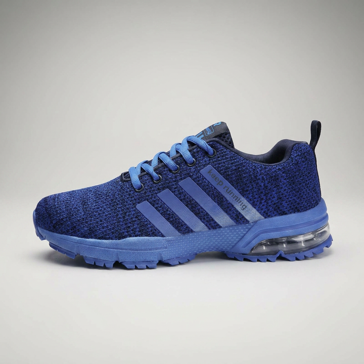 Blauer Sneaker mit hellblauer Sohle, Seitenansicht