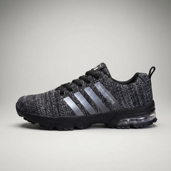 Grauer Sneaker mit Mesh-Obermaterial, Seitenansicht