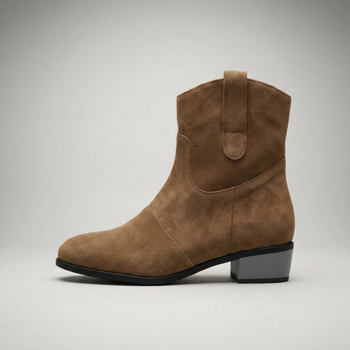 Stiefelette Braun Wildleder-Optik Seitenansicht