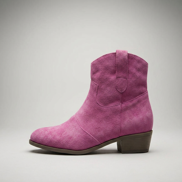 Stiefelette Pink Wildleder-Optik Seitenansicht