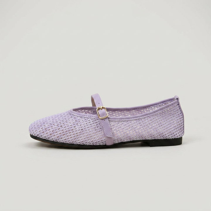Flieder — Mary Jane Flat, Mesh-Cutout, Seitenansicht