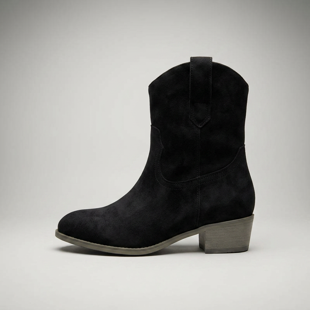 Stiefelette Schwarz Wildleder-Optik Seitenansicht