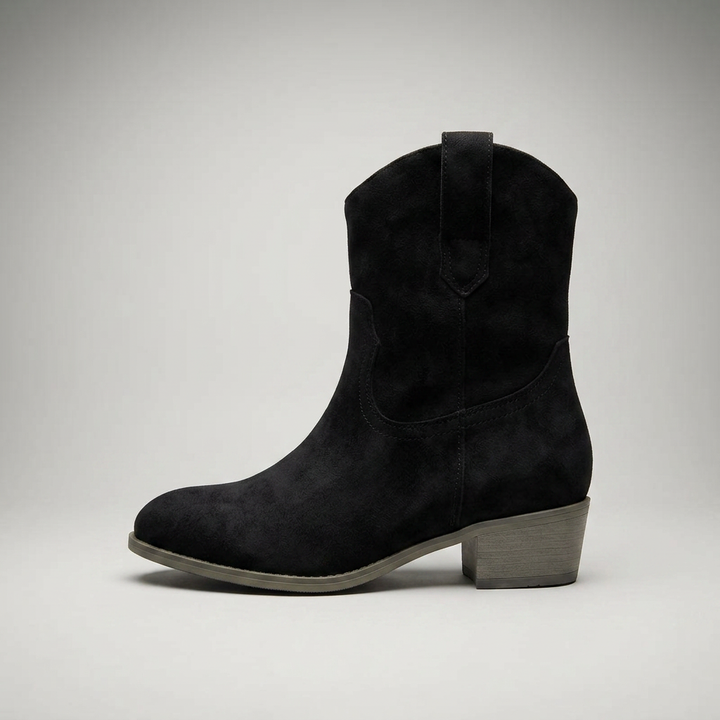 Stiefelette Schwarz Wildleder-Optik Seitenansicht