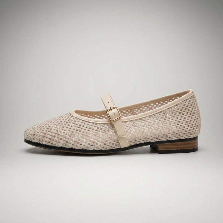 Apricot — Mary Jane Flat mit Holzabsatz-Optik, Seitenansicht