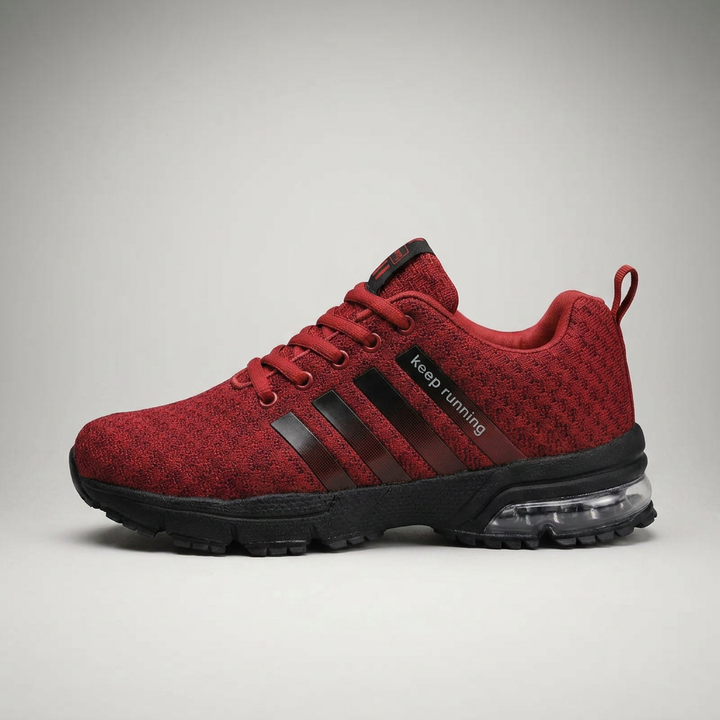 Roter Sneaker mit Mesh-Obermaterial, Seitenansicht