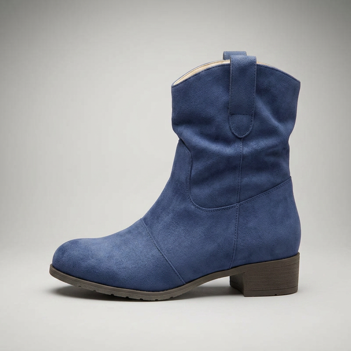 Stiefelette Hellblau Wildleder-Optik Seitenansicht