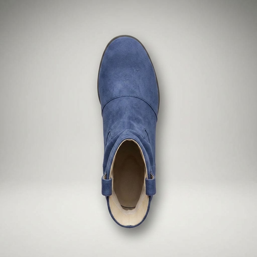 Stiefelette Hellblau Wildleder-Optik Draufsicht