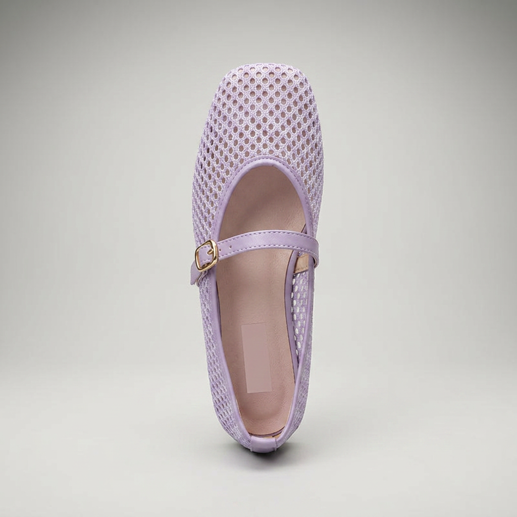 Flieder — Mary Jane Flat, Mesh-Obermaterial, Draufsicht