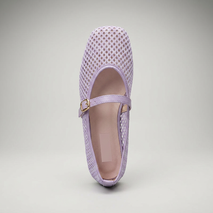 Flieder — Mary Jane Flat, Mesh-Obermaterial, Draufsicht