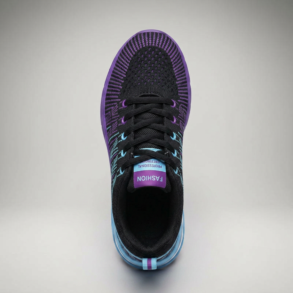 Damen Sneaker Schwarz-Lila, Draufsicht von oben