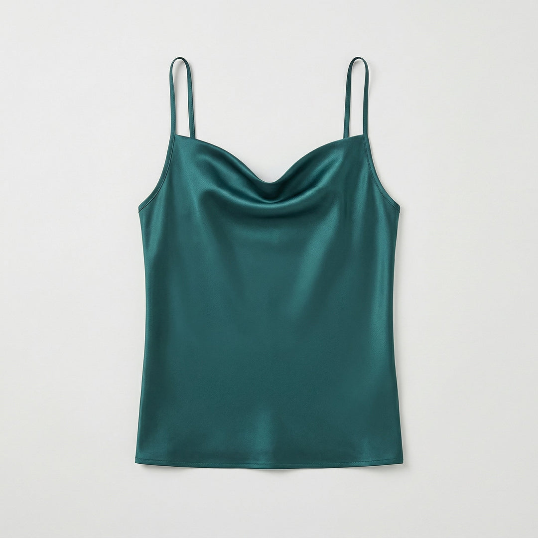 Satin-Cami-Top mit Cowl-Neck, Draufsicht