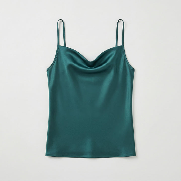 Satin-Cami-Top mit Cowl-Neck, Draufsicht