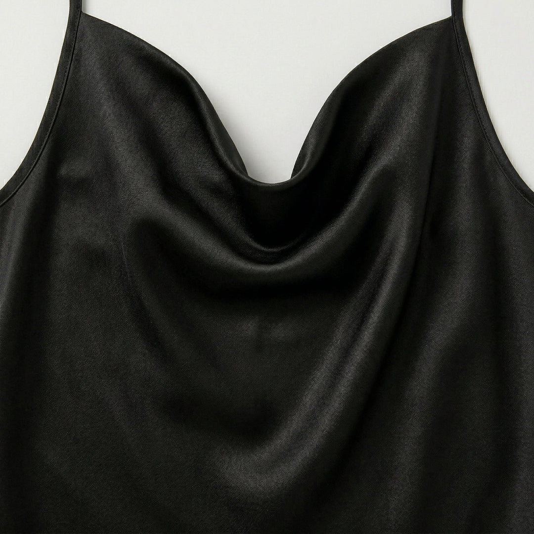 Damen Satin Cami-Top mit Spaghettiträgern und Cowl-Neck