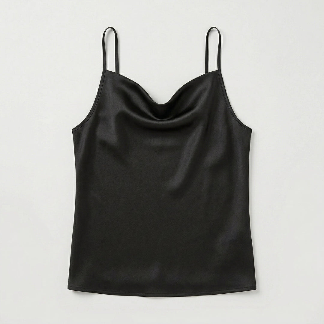 Damen Satin Cami-Top mit Spaghettiträgern und Cowl-Neck