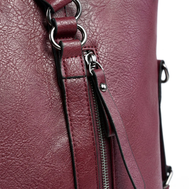 Detail Reißverschluss Bordeaux-Variante, silberfarbener Zipper, schwarze Paspel