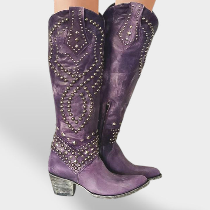 Damen Western Kniehohe Stiefel