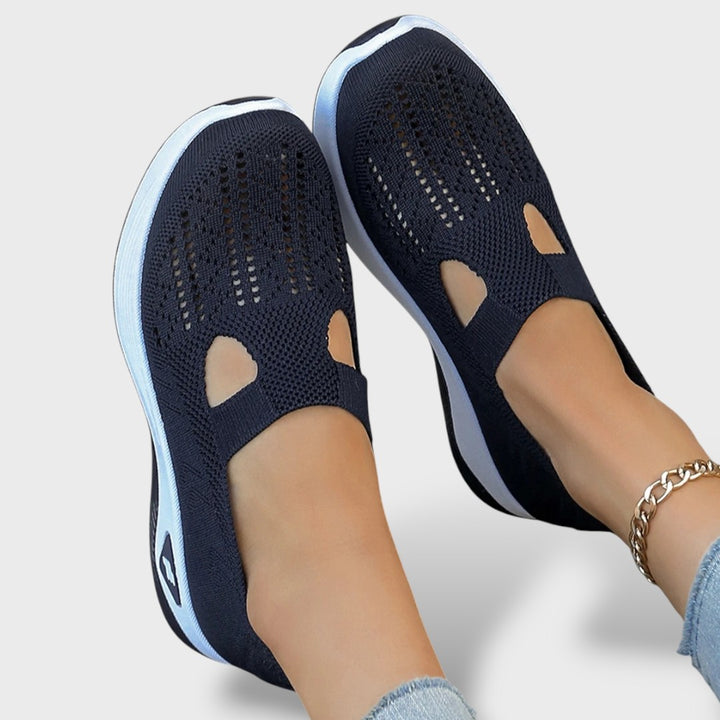 Damen Mesh-Sneaker, flache Sohle, Farbvariante 1, Draufsicht