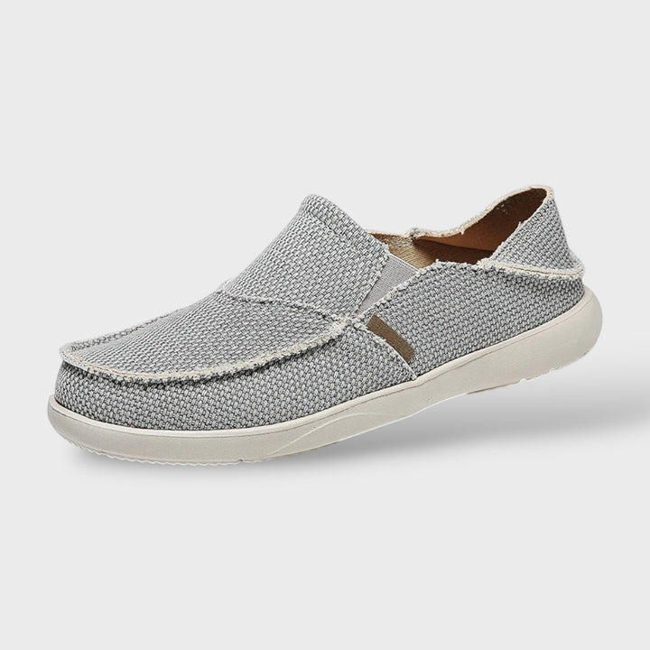 Canvas Slip-On Loafer in Grau, Draufsicht mit heller Kontrastsohle